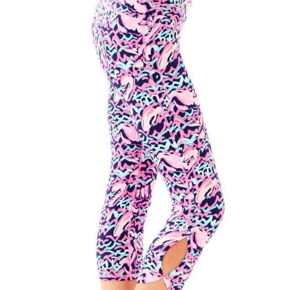 Lilly Pulitzer Luxletic Crop Lobstah Roll Pink Leggings Size Large - Picture 6 of 6